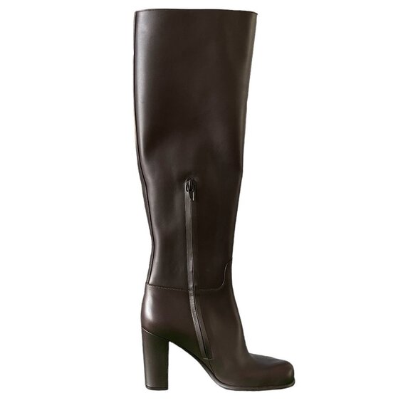 BOTTEGA VENETA 677272 Women's Tall Brown Leather heeled Boots Shoes, $1750 New - Picture 1 of 15